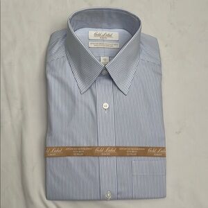 Roundtree & Yorke Blue Dress Shirt Classic Pinstripe
